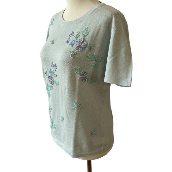 ESCADA MARGARETHA LEY CASHMERE SILK SWEATER FLORAL COQUETTE LUXURY VINTAGE S - Picture 5 of 11